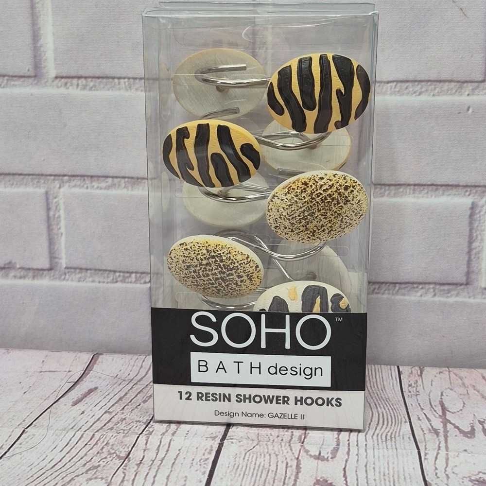 Gazelle Africa‎ Safari Themed Shower Curtain Hooks, 12pc Set, New